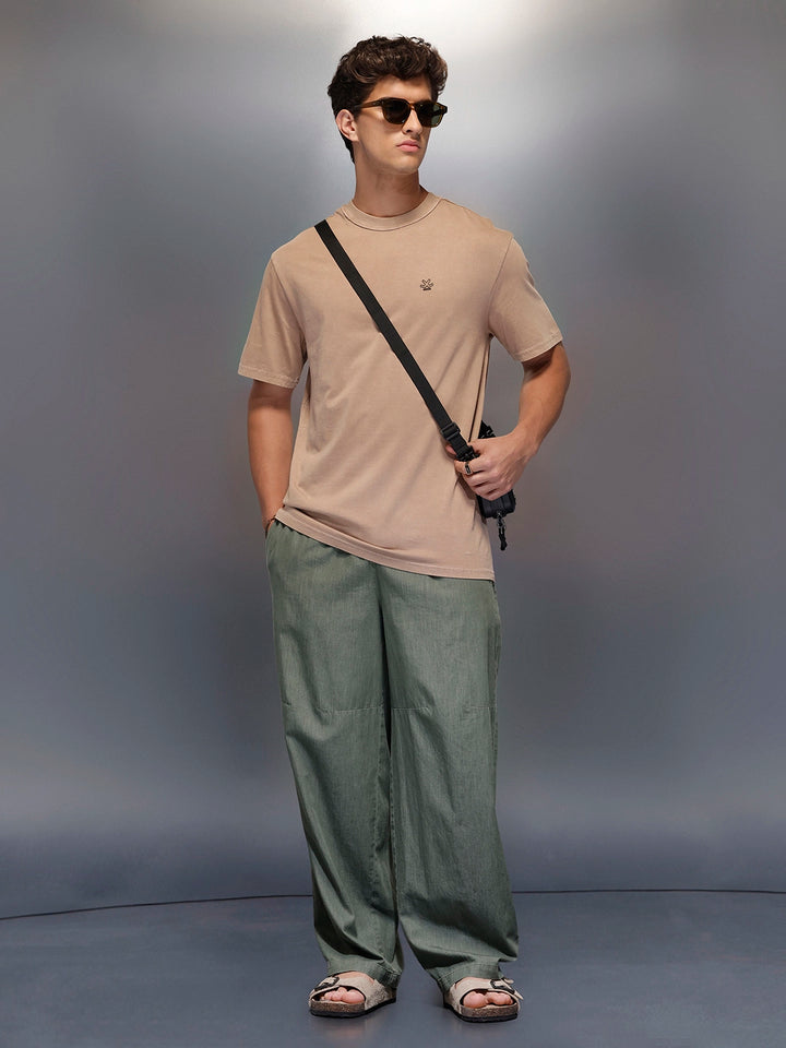 Solid Oversized T-Shirt   |  Beige