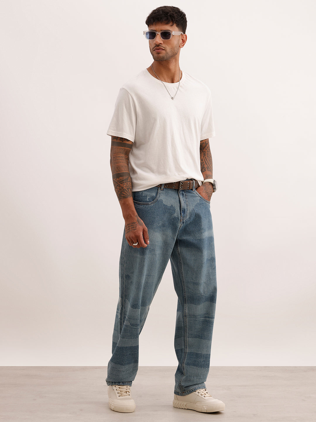 Loose Fit Washed Denim Jeans | Light Blue | WJN0200LS2125S