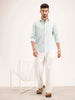 Textured Slim Fit Striped Shirt | Light Green
