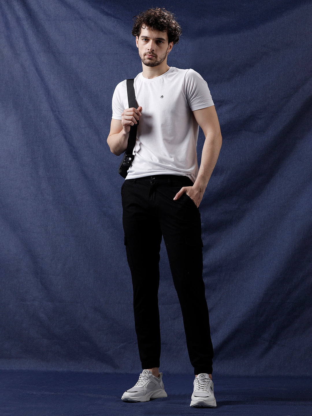 Solid Black Cargo Trousers