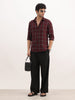 Slim Fit Checkered Full Sleeve Shirt | Maroon