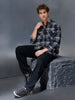 Men's casual checkered pattern regualr fit shacket  | Navy Blue
