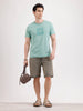 Solid Flock Printed T-Shirt  | Green