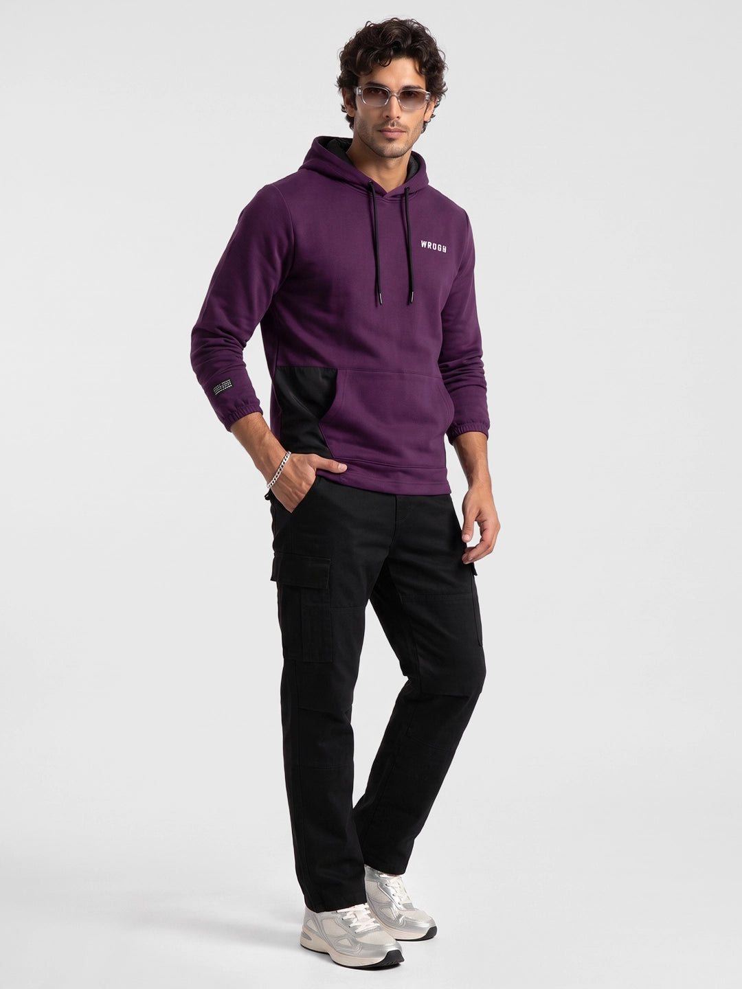 Placement Printed Hooded Sweatshirt | Purple | WNSS7349