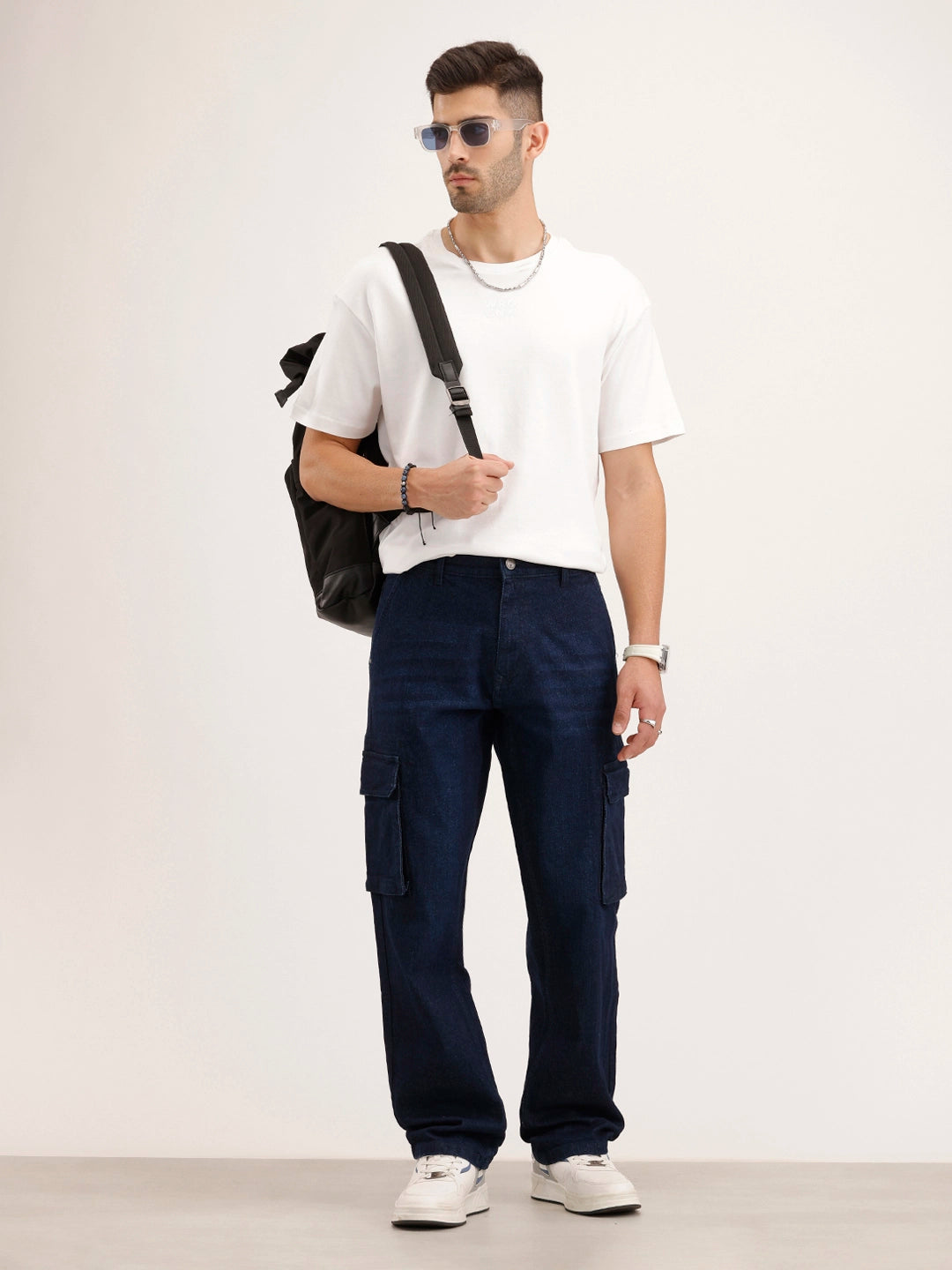 Anti Fit Cargo Denim Jeans | Dark Blue