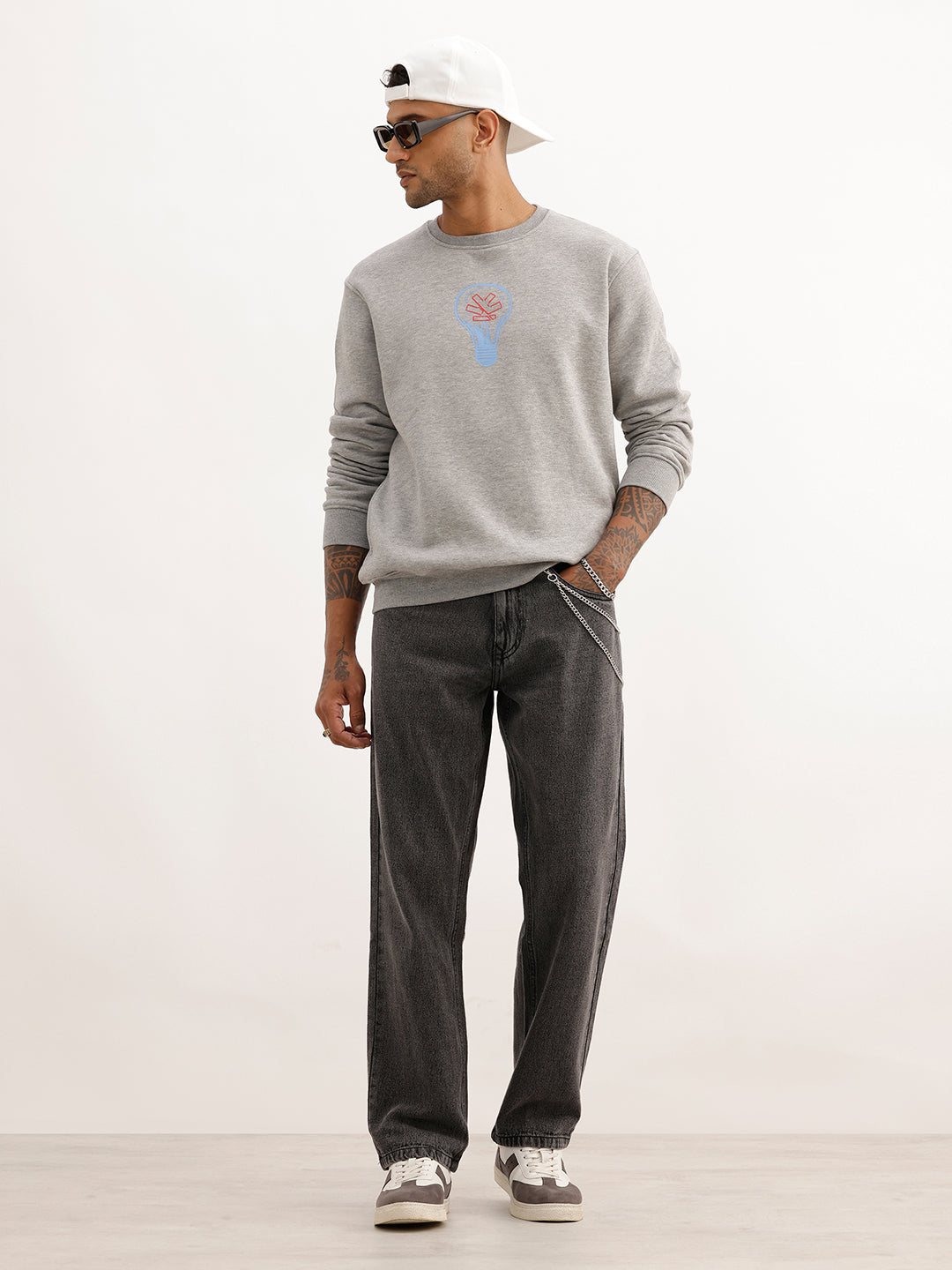 Anti Fit Embroidery Detail Denim Jeans | Black