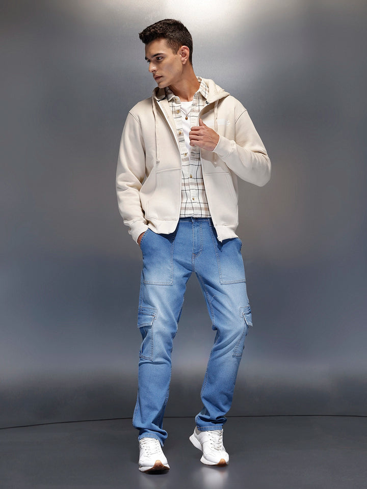 Men's casual sweatshirt with print design | Beige