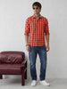 Classic Cotton Twill Checks In Slim Fit  |  Red