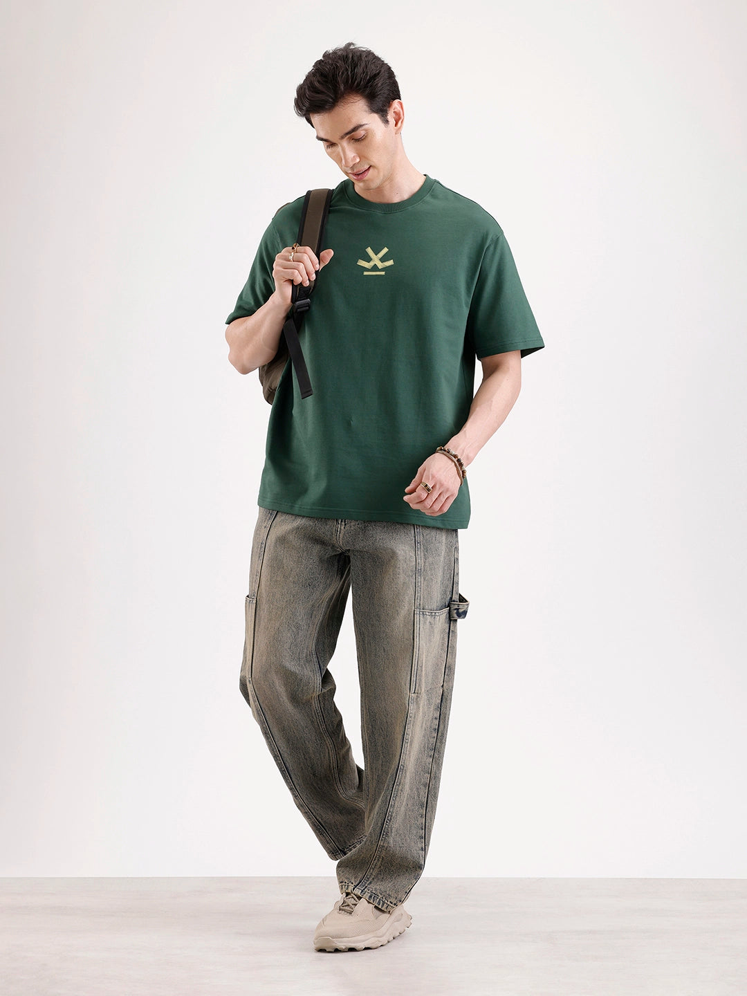 Classic Back Printed Oversized T-Shirt   |  Dark Green