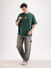 Classic Back Printed Oversized T-Shirt   |  Dark Green