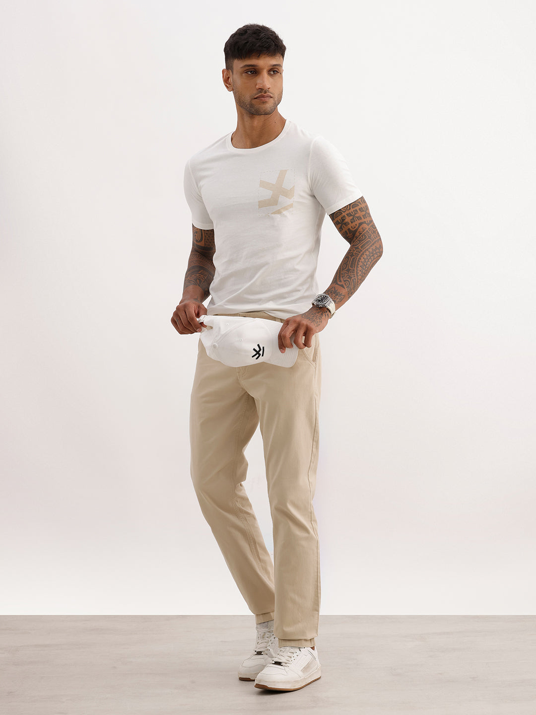 Slim Fit Placement Printed T-Shirt | Off White
