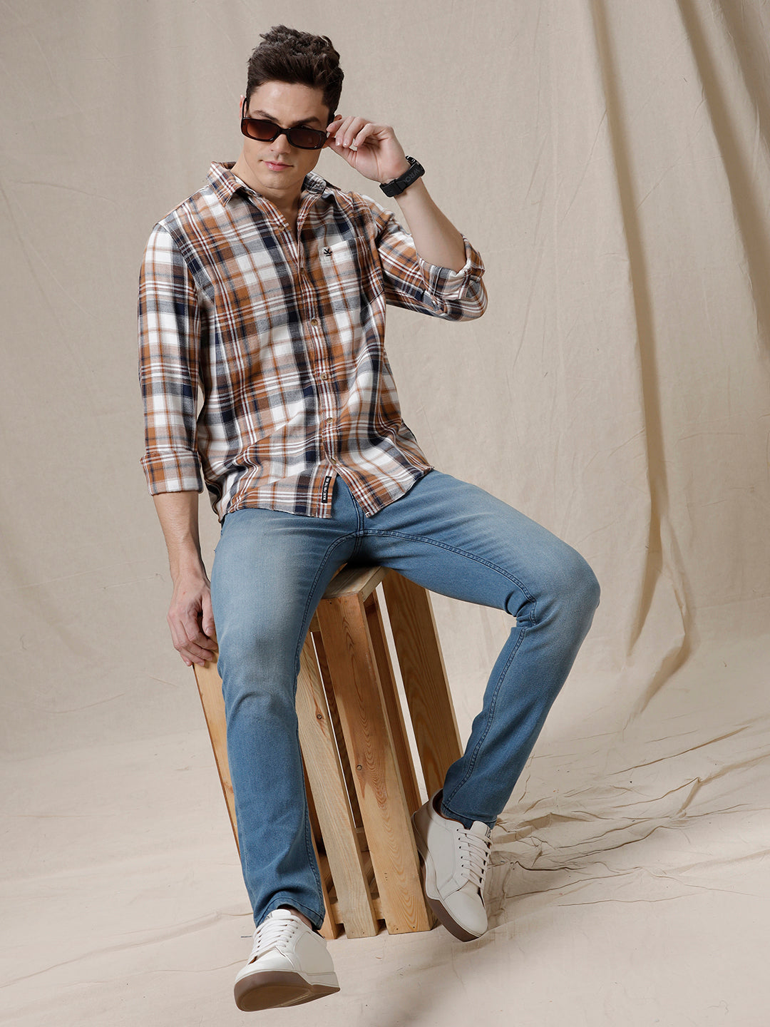 Bold Blocks Brown Checked Shirt