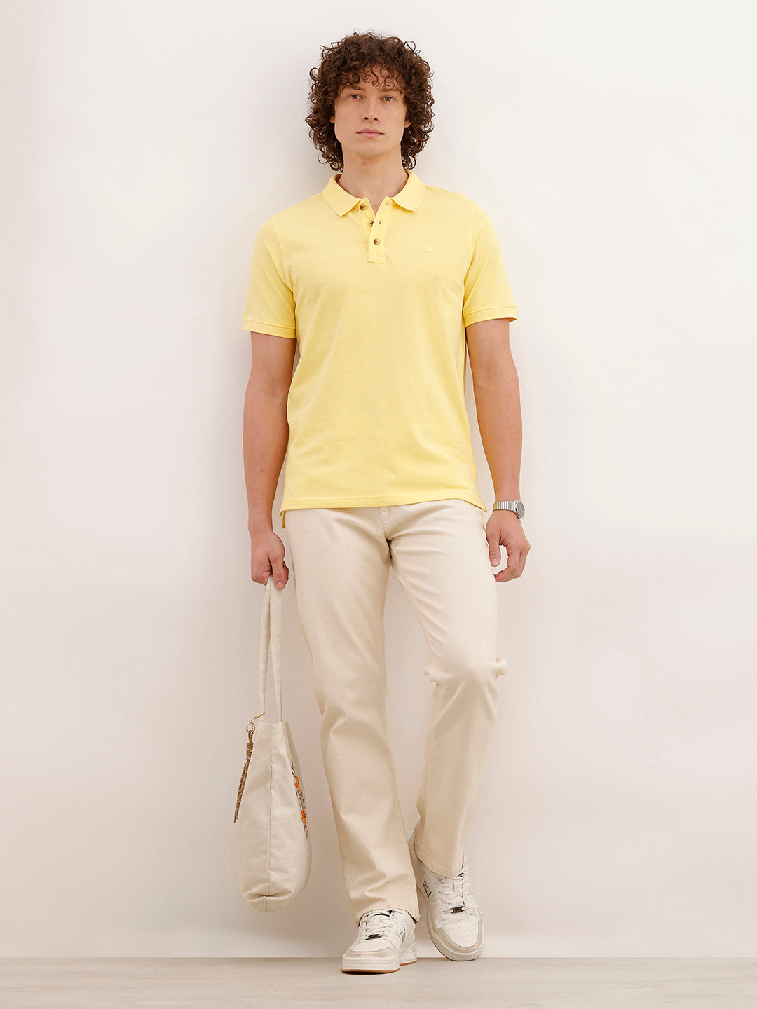 Solid Slim Fit Polo T-Shirt | Yellow