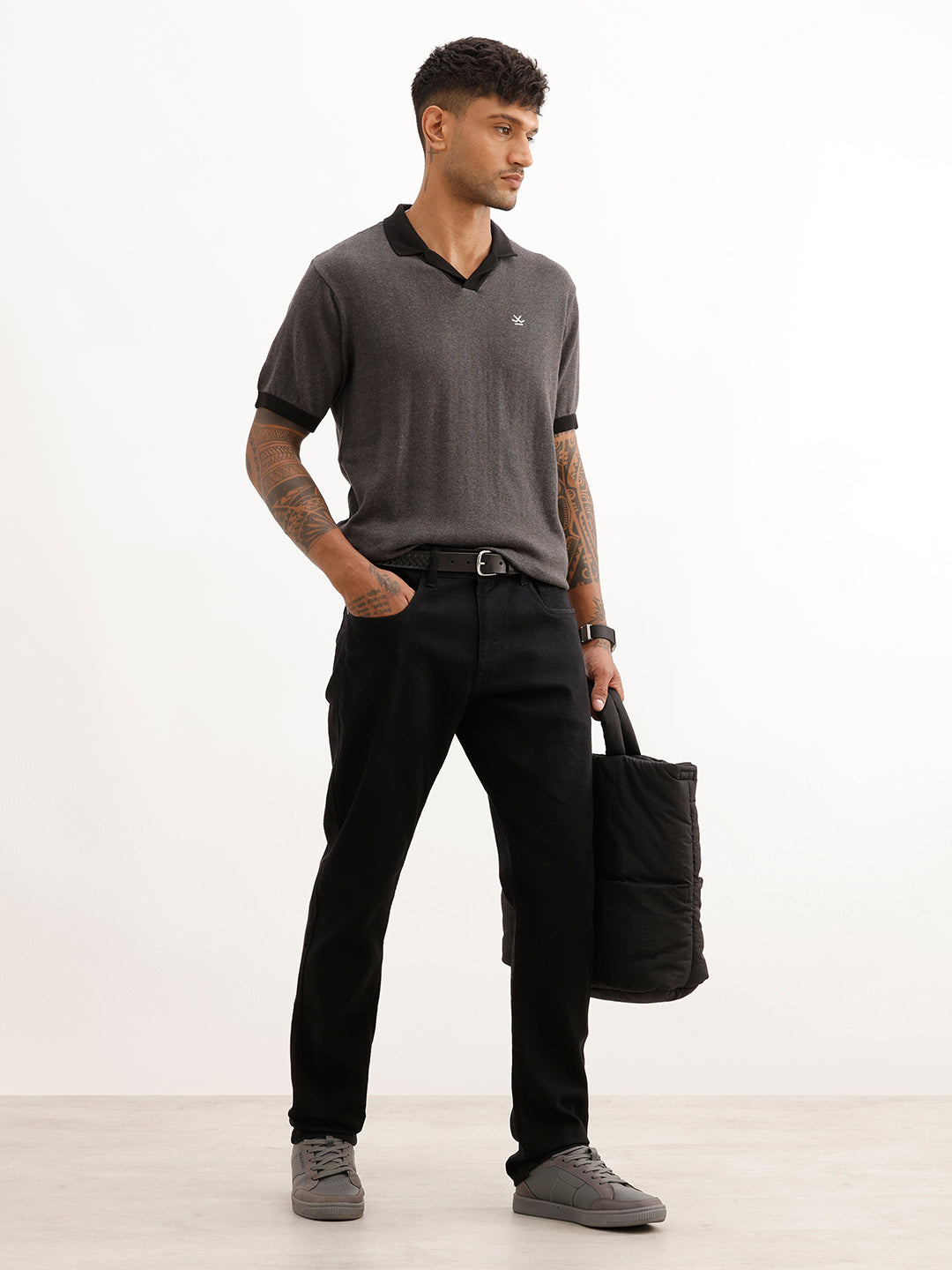 Solid Slim Fit Denim Jeans | Black