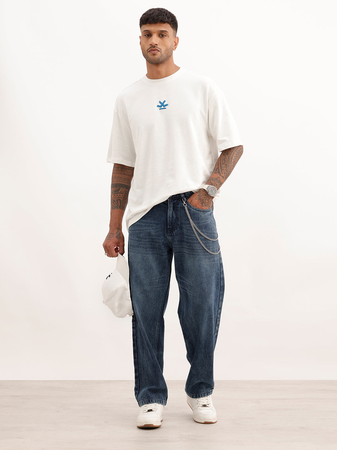Loose Fit Faded Denim Jeans | Blue