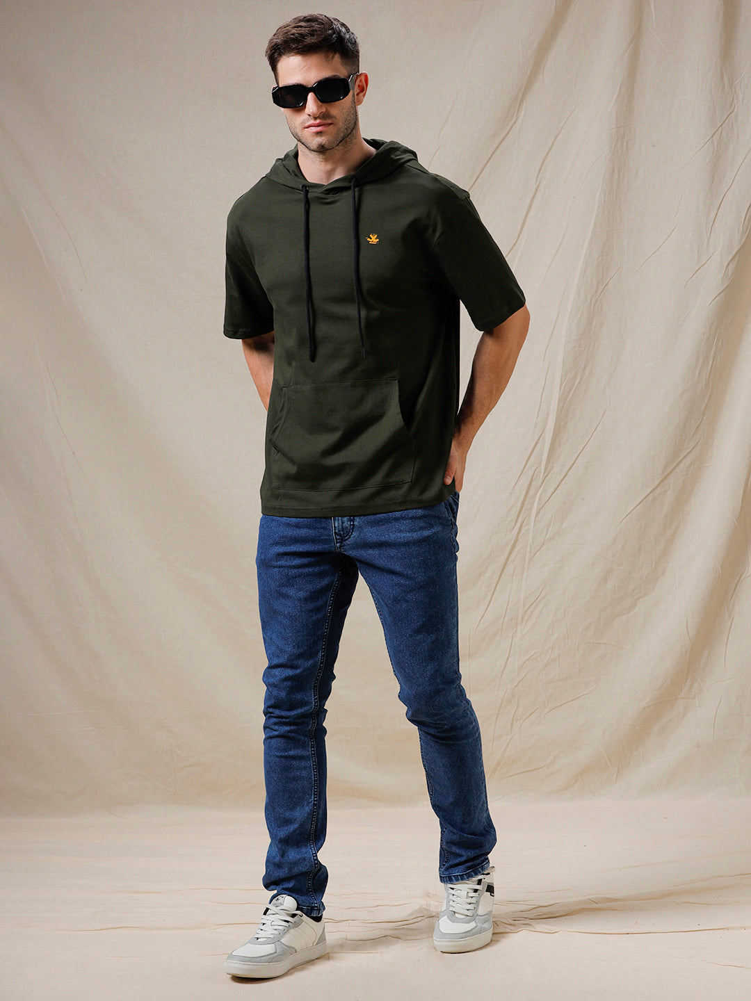 Olive Hooded Comfort Fit  T-Shirt