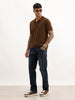 Washed Slim Fit Cut & Sew Polo T-Shirt | Brown
