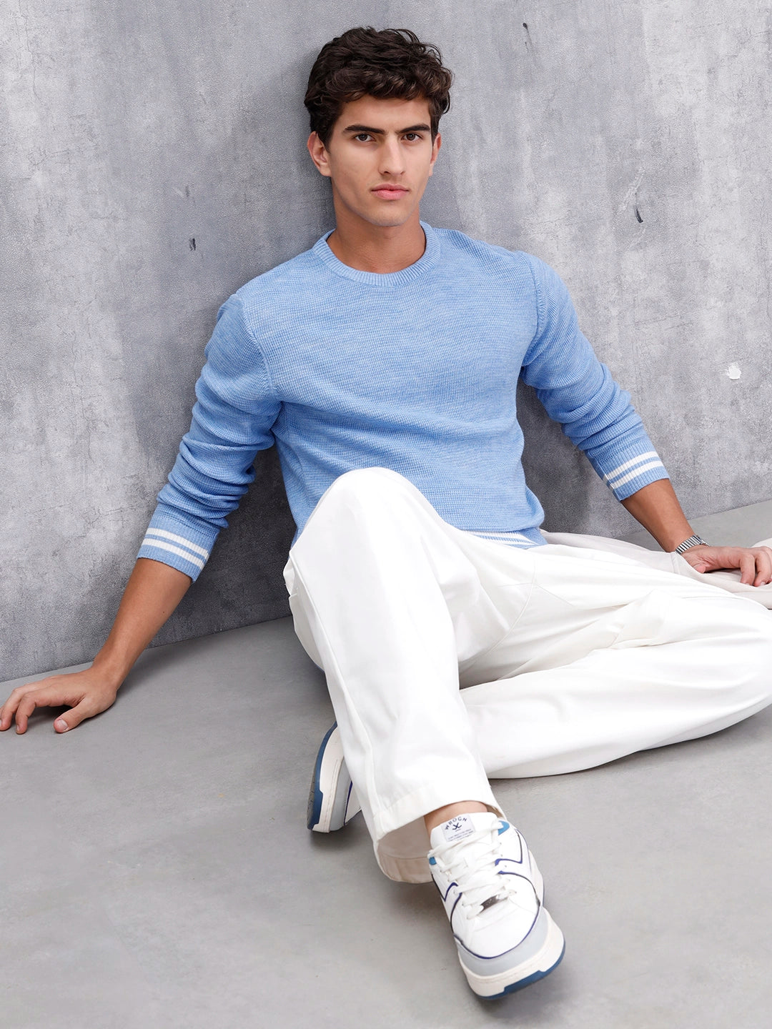 Slim Fit Crew Neck Pullover | Blue