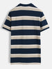Yarn Dyed Striped Polo T-Shirt | Navy Blue