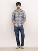 Slim Fit Checkered Full Sleeve Shirt | Blue