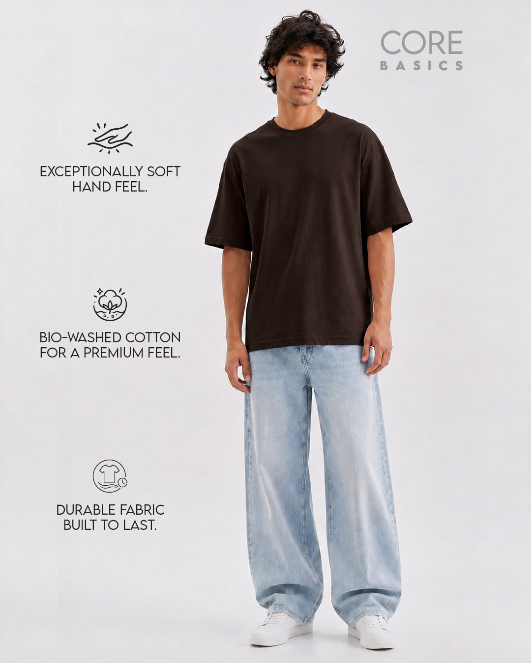 Core Basics Oversized Fit T-Shirt | Essential | Brown | WTS01HSSL1310W