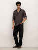 Slim Fit Checkered Full Sleeve Shirt | Dark Grey