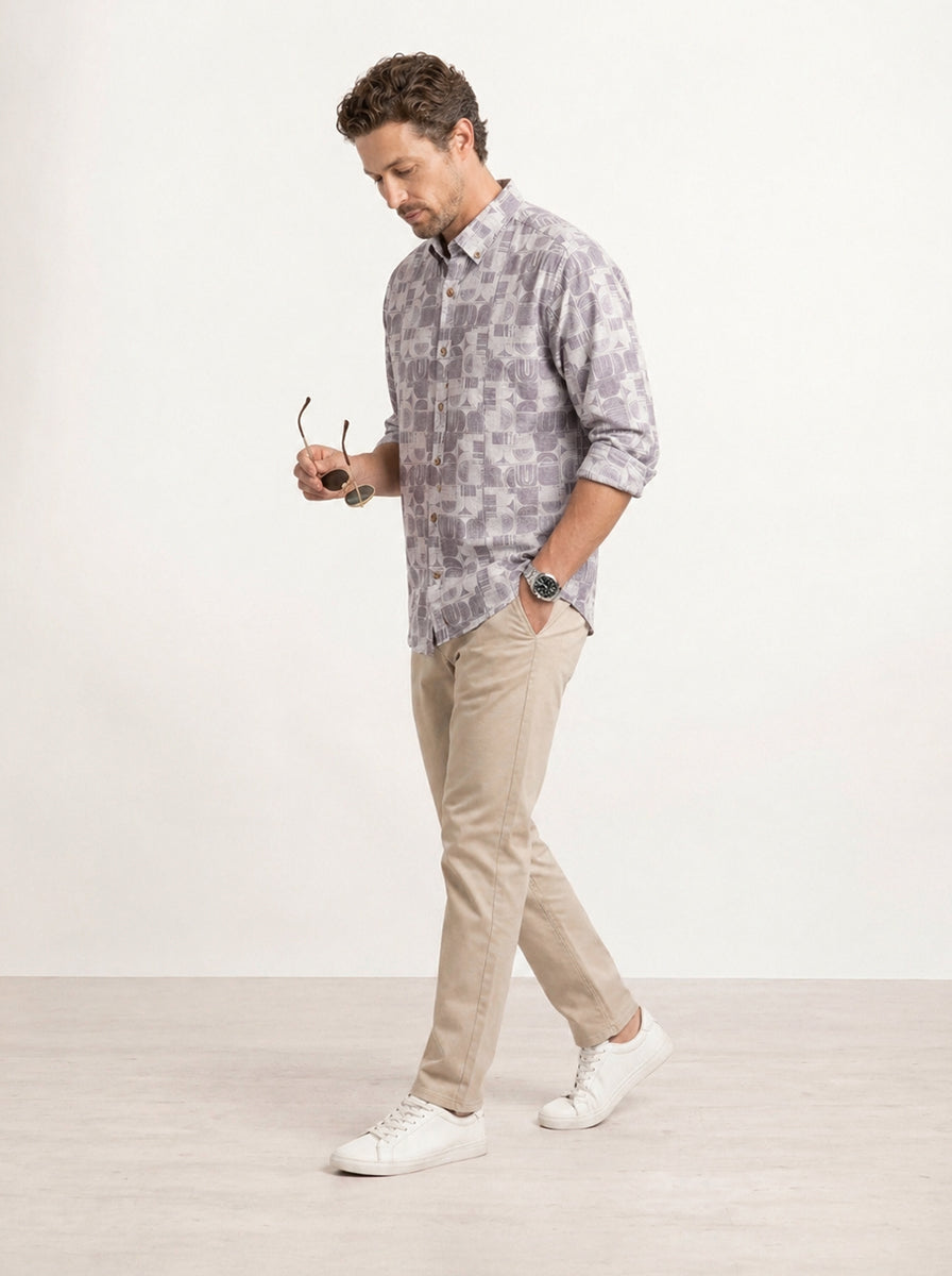 Slim Fit AOP Full Sleeve Shirt | Purple