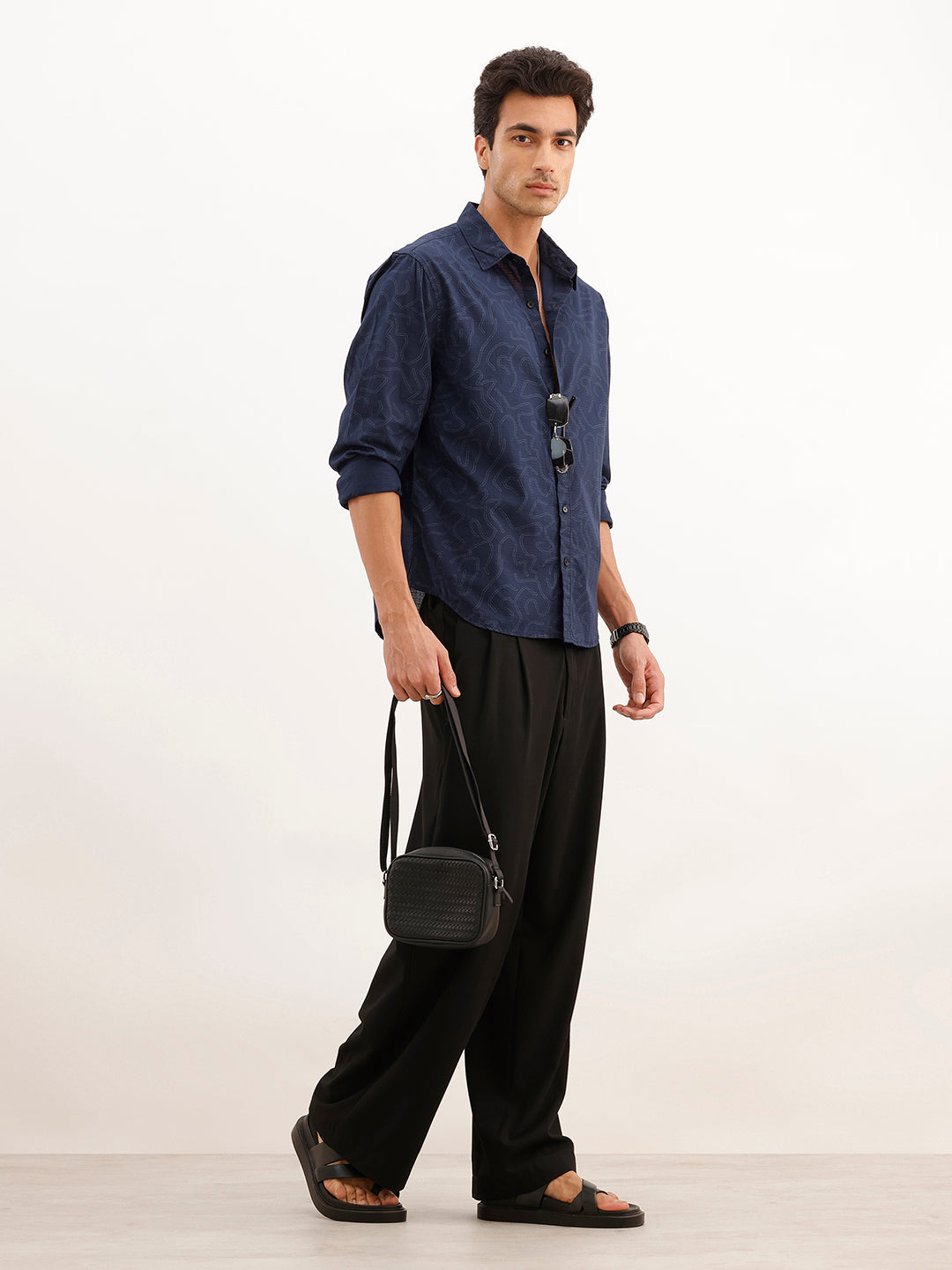 Comfort Fit Full Sleeve AOP Shirt | Navy Blue