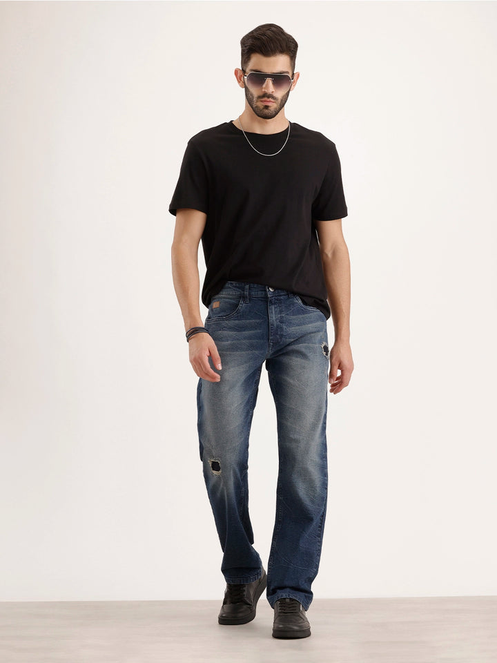 Anti Fit Distressed Denim Jeans | Blue