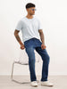 Faded Straight Fit Denim Jeans | Dark Blue