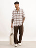 Slim Fit Checkered Full Sleeve Shirt | White