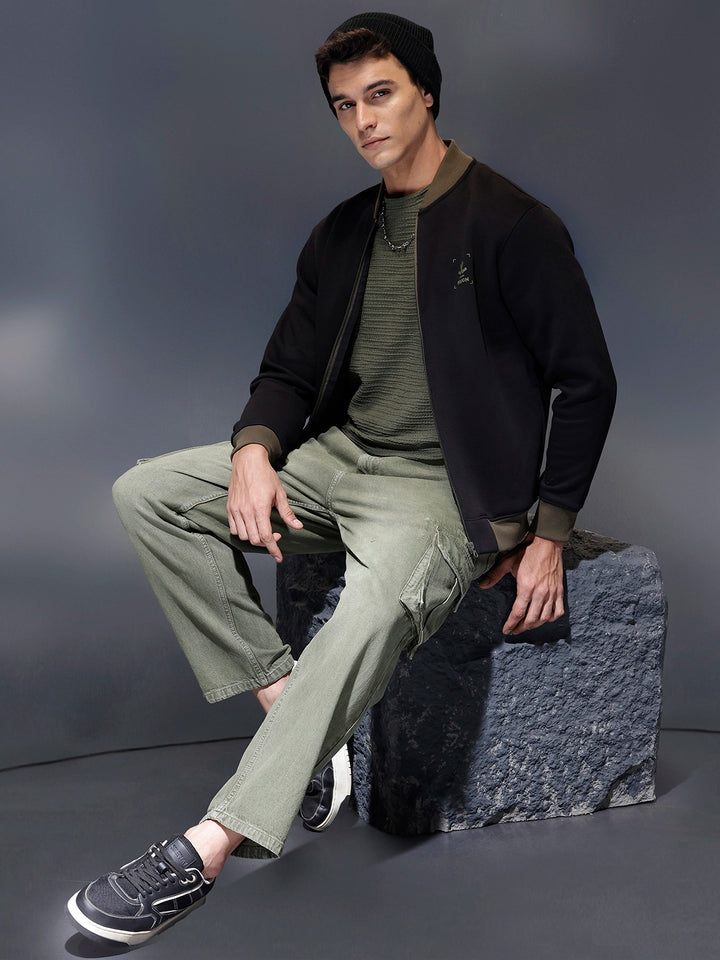 Men's casual comfort fit Black jacket with constrast details | Black