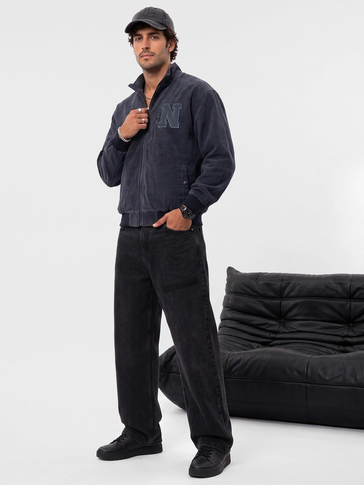 Oversized Corduroy Zipper Jacket | Grey