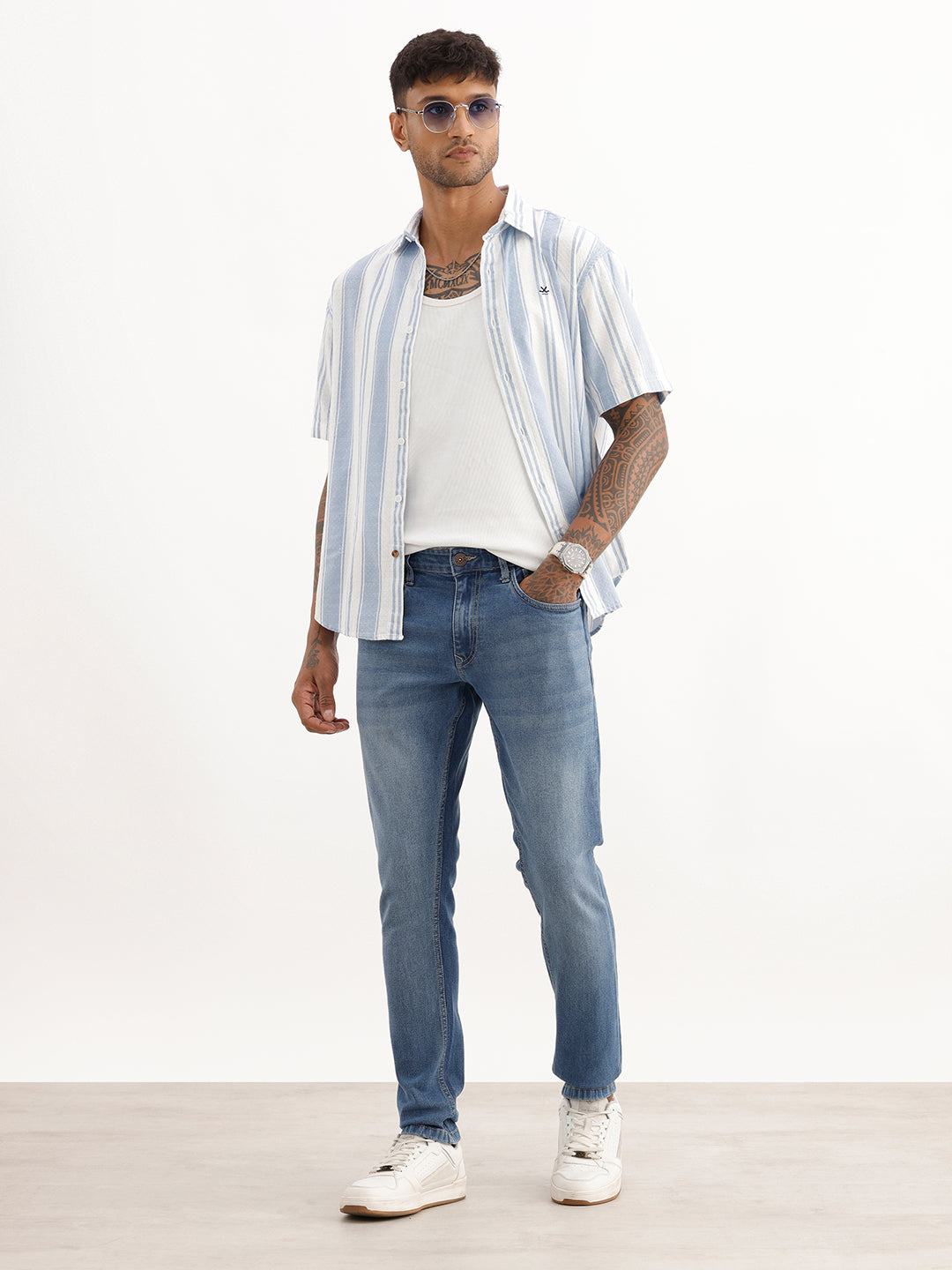 Washed Slim Fit Denim Jeans | Light Blue