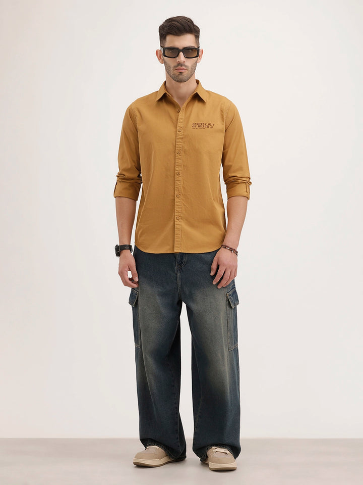 Regular Fit Placement Printed Shirt | Khaki