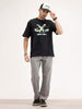 Oversized Fit Placement Printed T-Shirt | Black
