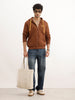 Classic Printed Zipper Hooded Sweatshirt | Brown