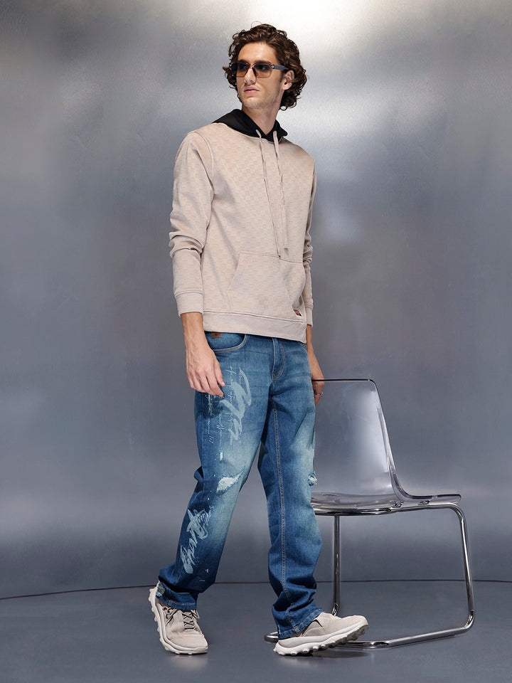 Men’s Rugged Wash Denim with Paint Splatter | Med Stone