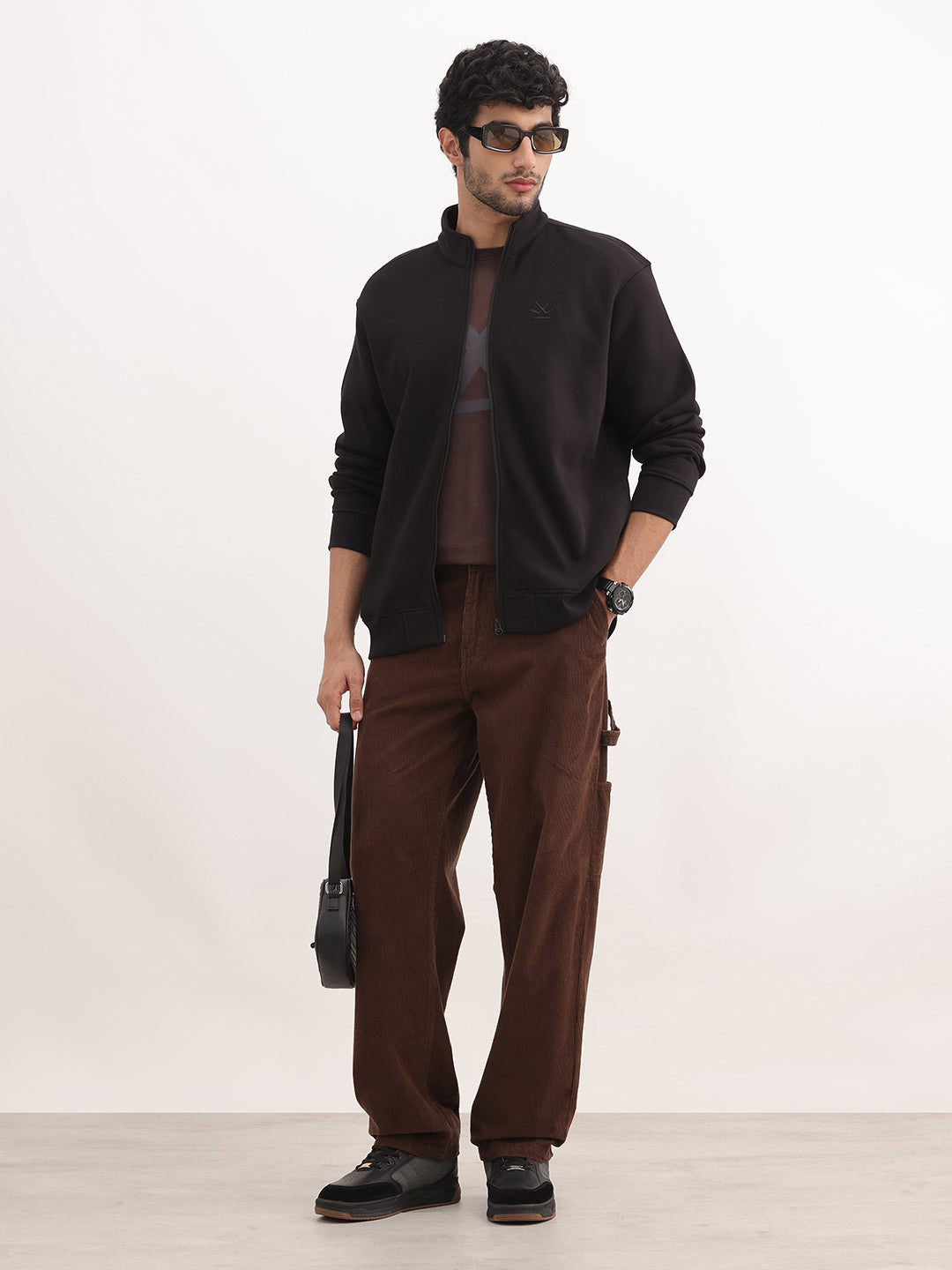 Solid Comfort Fit Zipper Jacket | Black
