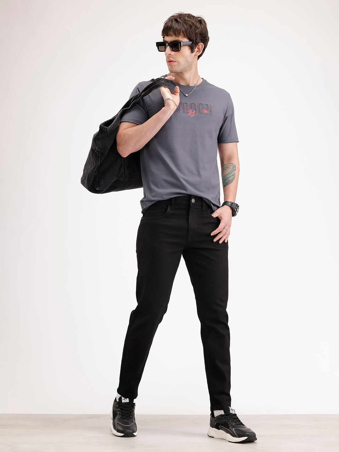 Solid Skinny Crop Denim Jeans | Black