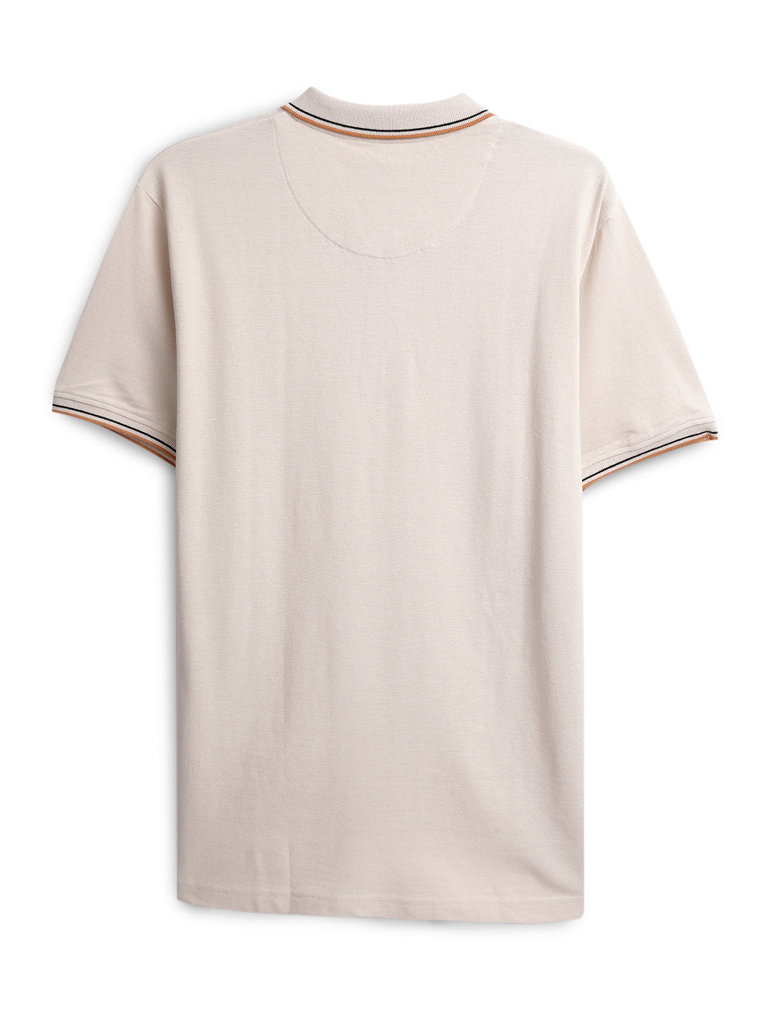 Beige Trim Casual Polo T-Shirt