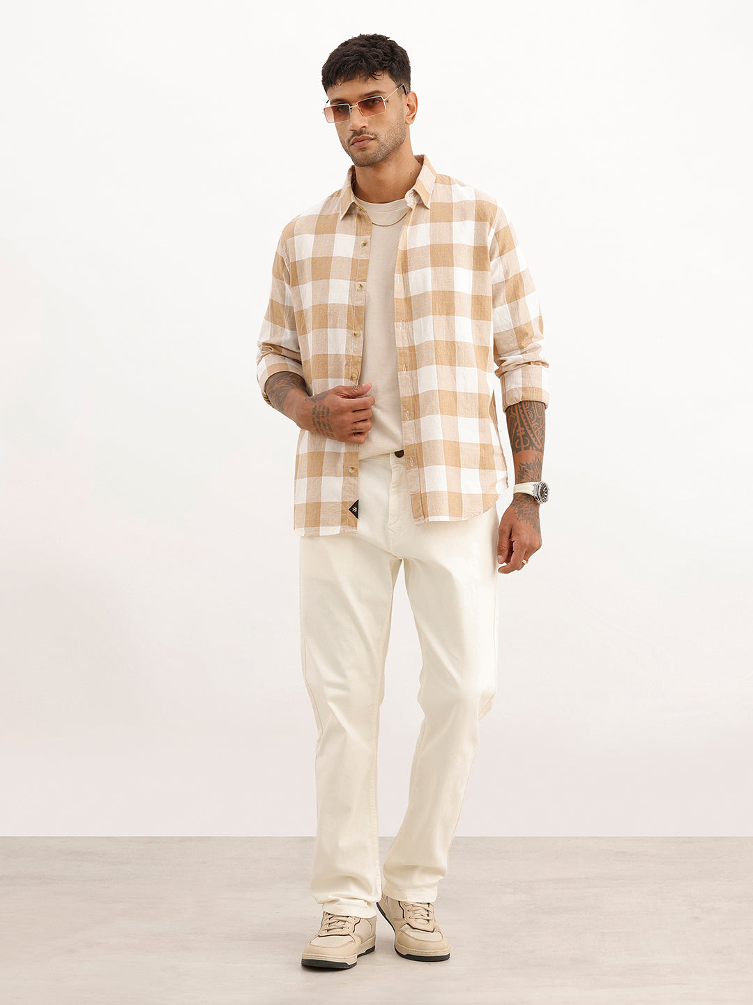 Slim Fit Placement Printed Shirt | Khaki | WSH01FSSL7113W