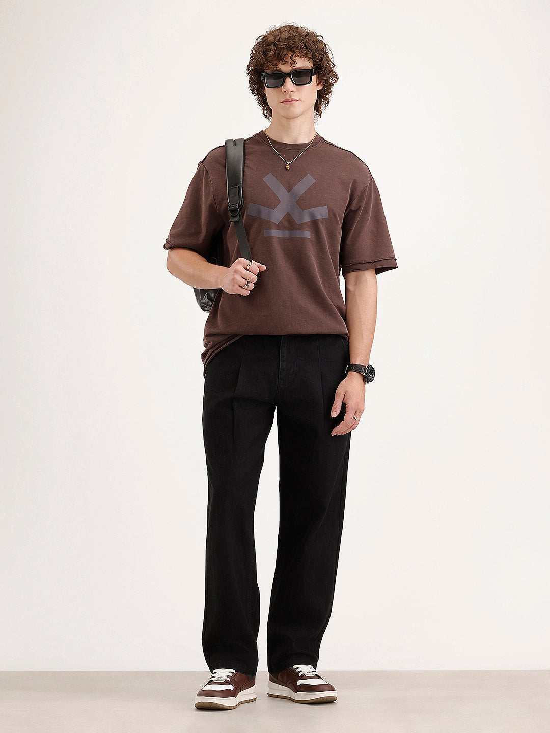 Pleated Loose Fit Denim Jeans | Black