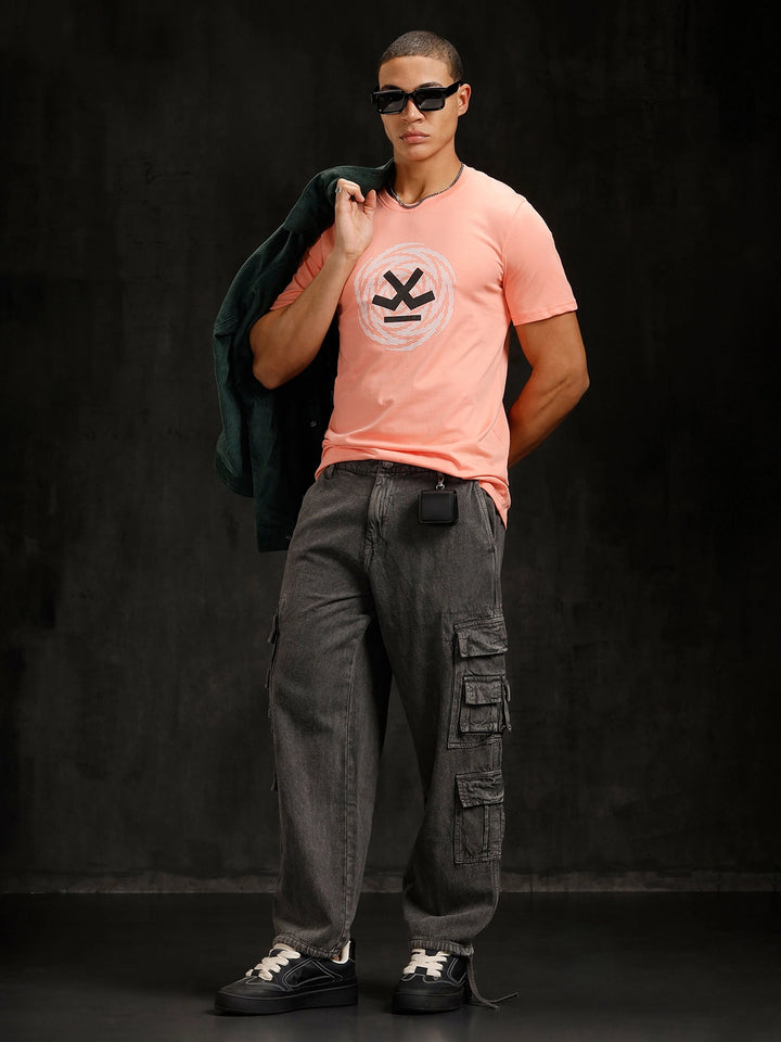 Logo Placement Printed T-Shirt | Pink