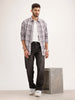 Textured Oversized Fit Double Pocket Shirt | Purple