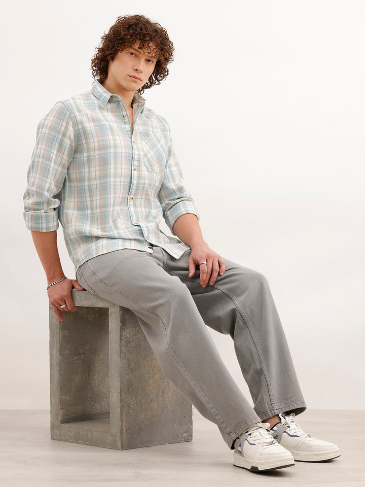 Regular Fit Checkered Shirt | Green