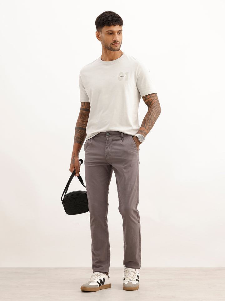 Classic Solid Straight Fit Trousers | Dark Grey