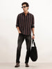 Classic Regular Fit Striped Shirt | Black