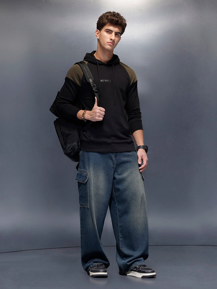 Casual Cut & Sew Hoodie  | Black