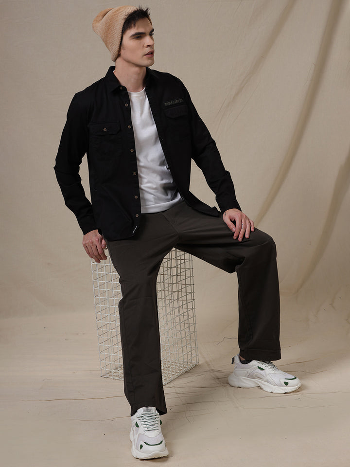 Wrogn Patch Technical Black Shirt